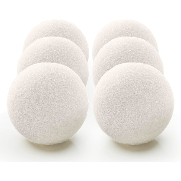 Torktumlare bollar 100% naturliga ullbollar för tvätt - Tygmjukgörare Återanvändbara torkbollar Hypoallergena Ekovänliga Pack of 6