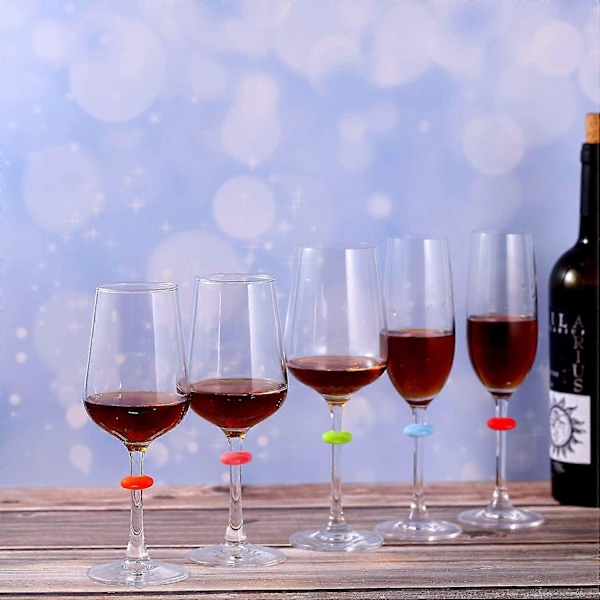 48 stycken vinglascharm-markeringar i silikon, dryckesmarkeringar för vinglas, champagneglas, cocktails