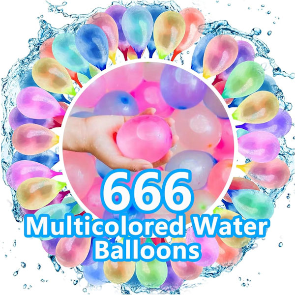 666 Vattenballonger för Barn, Vattenballonger Självförslutande Snabbfyllning, Flerfärgade Vattenbomber för Barn, För Pool