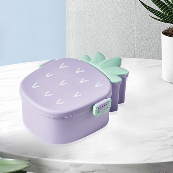 Bærbar Bento-boks for barn, lett å bære, søt ananasformet matboks egnet for frukt, godteri og kjeks Purple