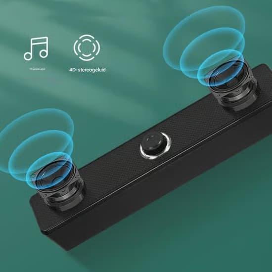 Højttaler - USB Soundbar - Kablet kontrol - Til computer - Stereolyd - Til arbejde og gaming - Ingen Bluetooth - Sort - Langt format - 1 stk.