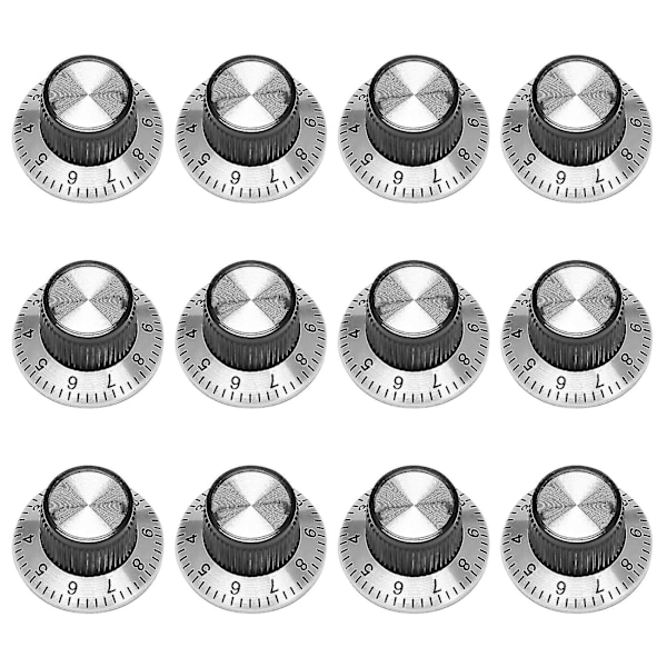 12 st Potentiometer-knappar i metall med 0-9 ratt för 6 mm axel