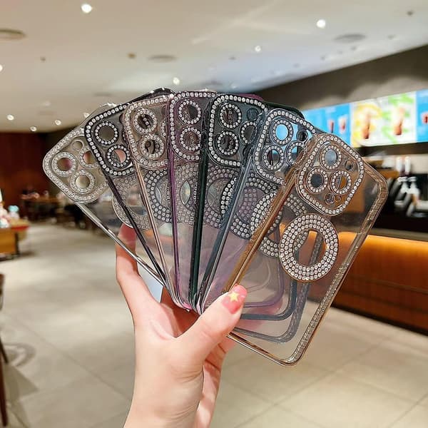 Elektroplettert diamant TPU-telefondeksel for iPhone 15 Pro