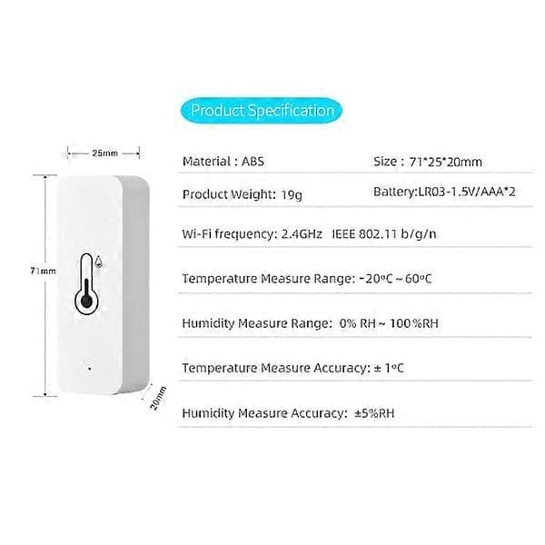 Wifi Temperatur Sensor Fuktighetssensor Termometer