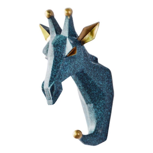 Harpiks Dyrehoved Krog Hængende Stativ Holder Væghængt Hjem Værelse Dekoration Frakke Hat Nøgle Krog Blue Giraffe