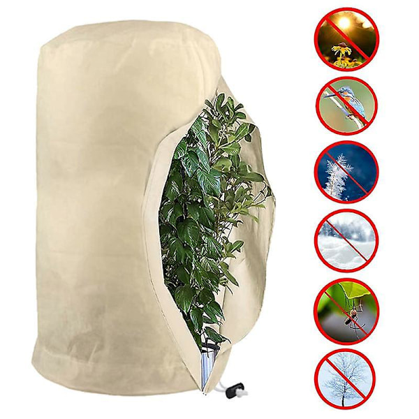 Frostsäkerhetspåsar för växter, återanvändbara växt skyddspåsar med dragsko, trädgårdsfleecepåsar vinter Green S-60x80cm