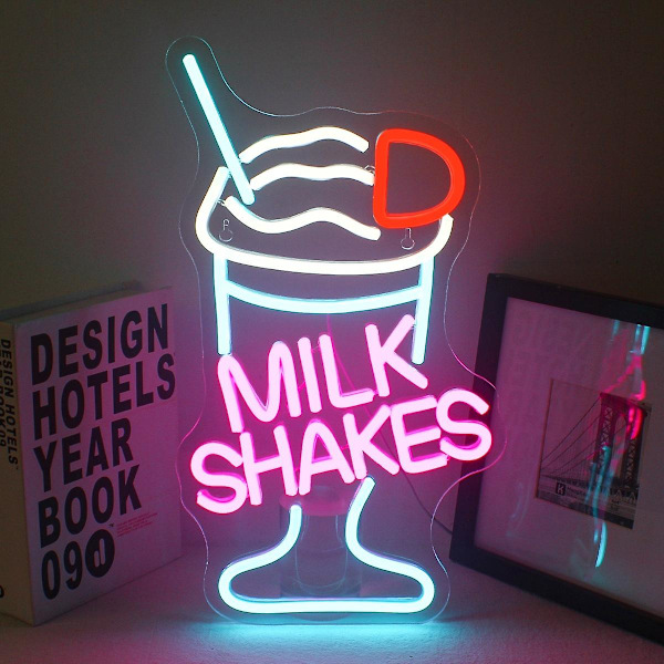 Milkshake Neon-valo LED-neonkyltti USB-virtalähde Täydellinen kotiin, makuuhuoneeseen, kauppaan, baariin, juhliin, koristeluun, lahjaksi, henkilökohtainen kyltti, seinälle ripustettava