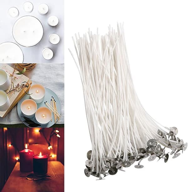 Stearinlys, 20 stk naturlige bomullsveker for DIY-lys (10 cm)