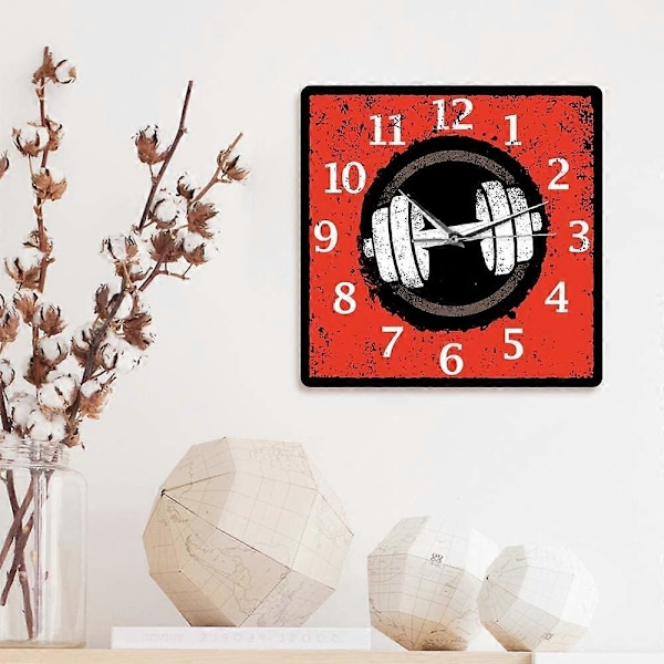 15\" Vægklokke med håndvægte - Gym-tema Quartz ur