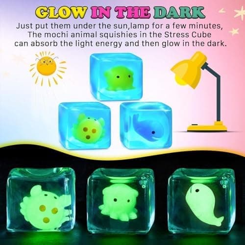 Squishy Fidget Leksaker Stresskub - Klämleksaker Stressbollar för Vuxna Långsamt Stigande Squishies Glöd i Mörkret Socker Sensoriska Leksaker för Barn med Whale-octopus-crab