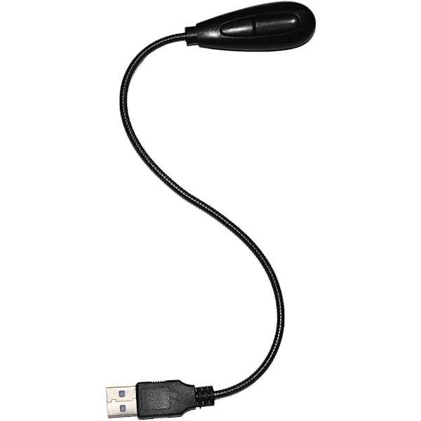 USB-læselampe med LED-lys og fleksibel svanehals - tænd/sluk-knap (2 LED, sort)