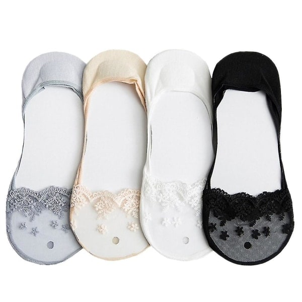 4 Par Strumpor Mode Bekväma Praktiska Båtsockor Sommarstrumpor För Kvinnor