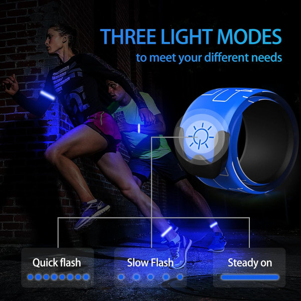 Ledarmband för löpning, 2-pack löparljus för löpare Uppladdningsbara reflekterande löparutrustning Light Up Armband LED-armbandsljus med hög synlighet blue