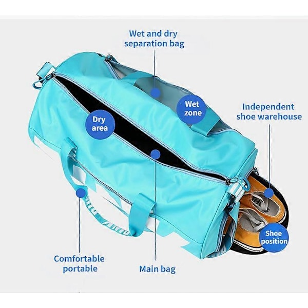 Rosa reiseveske for kvinner, treningsbag for fitness, stor kapasitet, vanntett, gym- og sportsbag grey