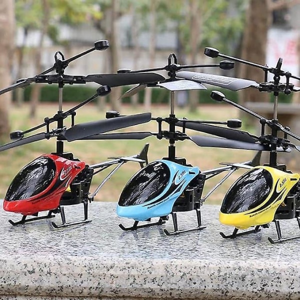 Kaukosäädinhelikopteri Kaukosäädin Rc-helikopteri LED-valolla - 2-kanavainen minihelikopteri lapsille ja aikuisille sisäkäyttöön Paras helikopterilelu Gi Blue