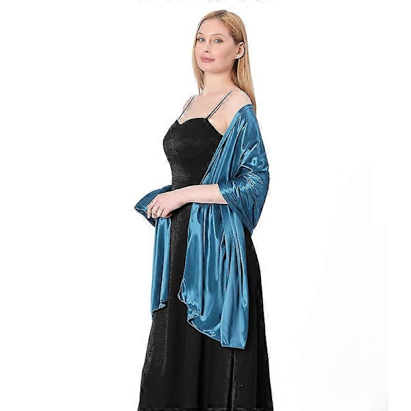 Dam Silke Satin Lång Sjal Omlott Lätt Solid Aftonklänning Bröllopssjal Ha Qing