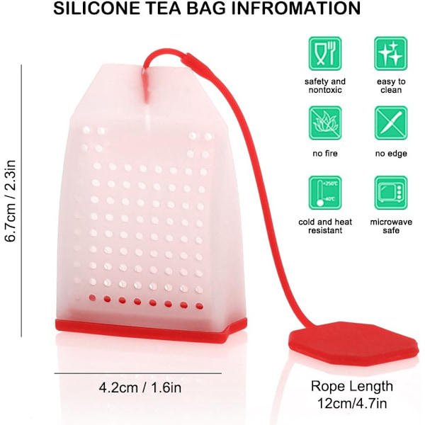6 stk. silikone te-infuser, teposer te-infuser til løs te genanvendelig te-filter si