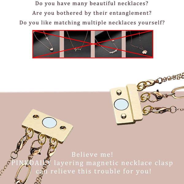 Dubbellagers Halsband DIY Smyckestillbehör Metall Hummerlås Smyckestillbehör Guld - 2 rader