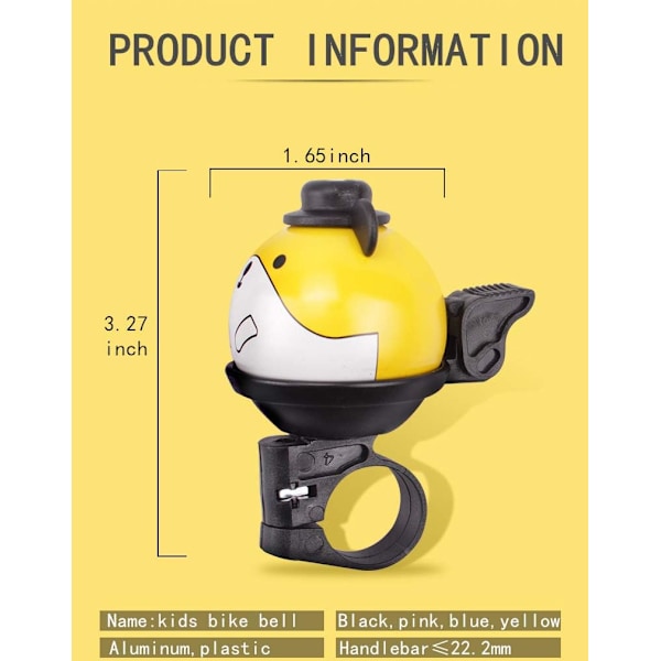 Sykkelklokke for barn, 360° roterbar tegneserie sykkelklokke for jenter, gutter og voksne, høy og klar lyd sykkelstyre ringhorn