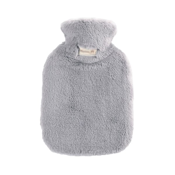 Varmvattenflaska med Mjukt Överdrag - Klassisk Varmvattenflaska för Smärtlindring, Nacke och Axlar, Fotvärmare, Mensvärk, Varm- och Kalla Terapi - Grå light grey