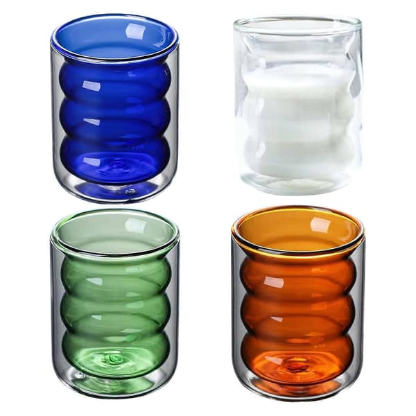 Dobbeltvægget Spiral Glas Kopper - 200ml, Sæt med 4