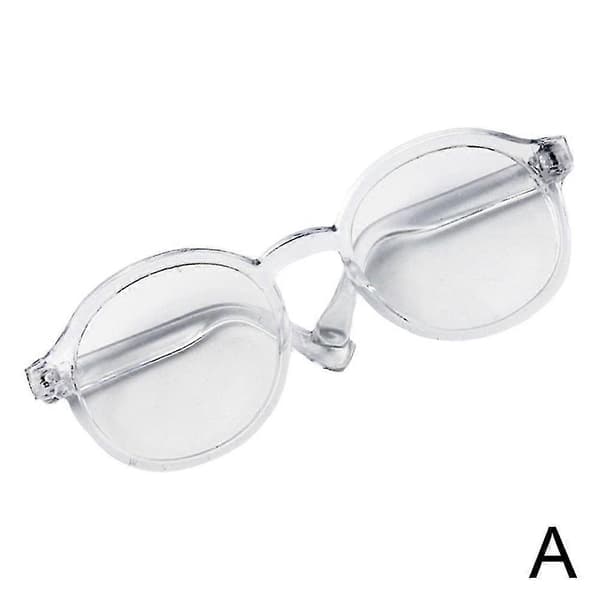Mini Dockglasögon För Docktillbehör Rund Ram Klara Linser Leksak Transparent