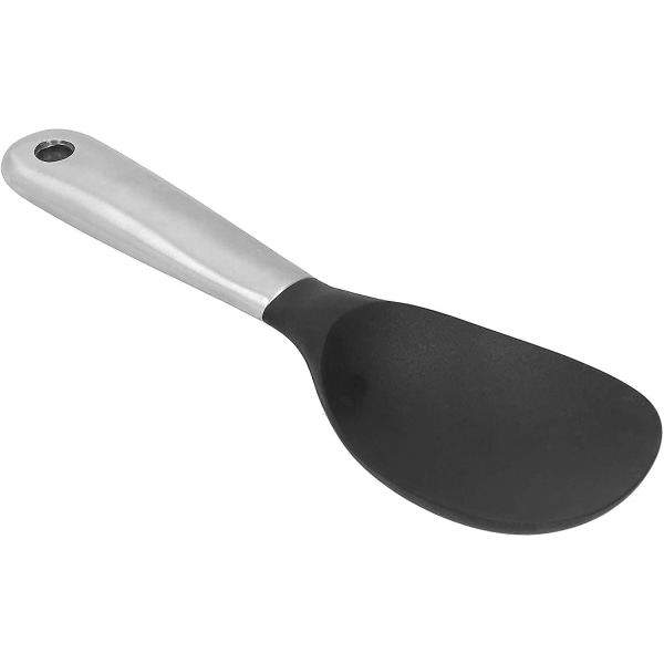 Silikonespatel til ris, non-stick, varmebestandig ske til wok, risske, sushiske til ris/kartoffelmos (1 stk., sort)