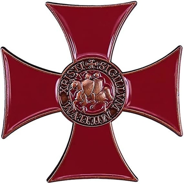 Sigillum Militum Røde Kors Badge Knights Templar Crusaders Solomons Temple Lapel Pin
