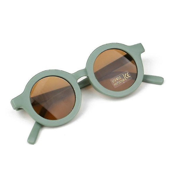 Polariserede UV-beskyttende Solbriller Retro Runde Børn UV 400 Green