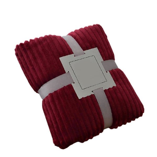 Stort Flanell Fleece Tæppe 100x150cm Polyester Blødt Behageligt Let Luksus Sengetæppe til Wine Red