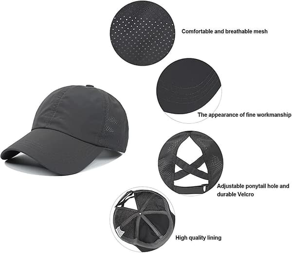 Baseballkasket med kryds-ponytail til kvinder Dark Gray