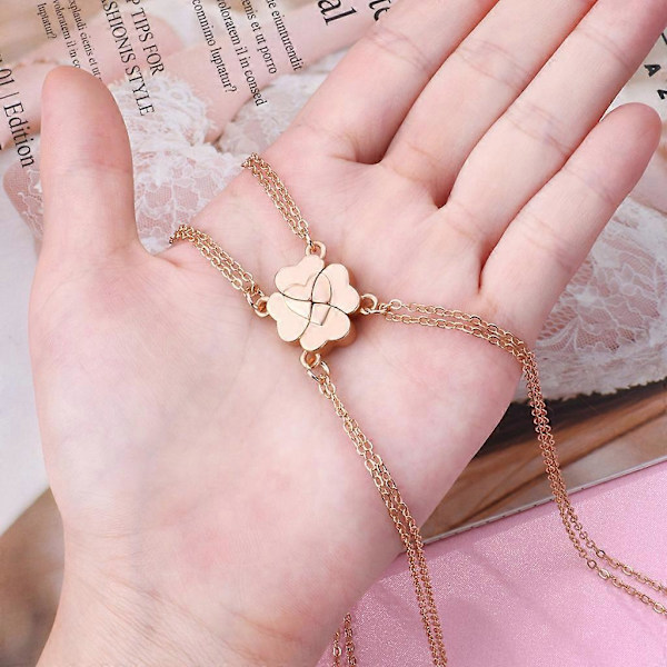 4 kpl/setti Magneettikivi BFF Ystävyyden Sydänriipus Ketju Choker Kaulakoru Gold-color