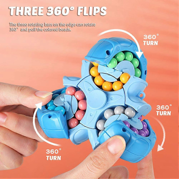2-in-1 Magics Bean-Gyro Stress Relief Spinnings Bead -palapelit, opettavainen peli lapsille ja aikuisille Pink