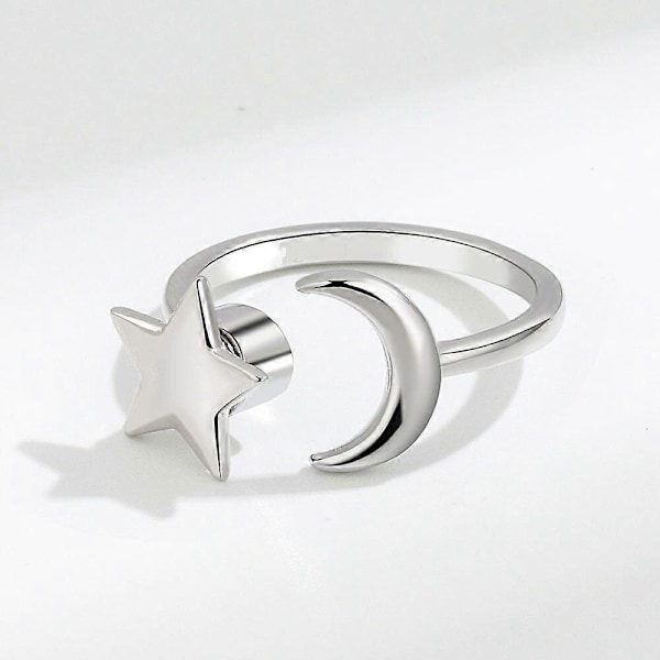 Måne Stjerne Angst Ring Finger Spinner Fidget Ringe Spinner Spiral Fidget Ringe Roterer Frit Anti Stress Legetøj Til Pige Kvinder B Anxiety Ring