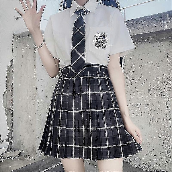 Jk Uniform Komplett Set Broderad Skjorta Plisserad Kjol X Cigarette Ash