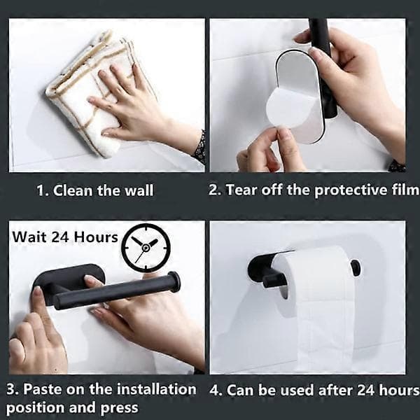 Toiletpapirholder uden boring, toiletpapirholder sort