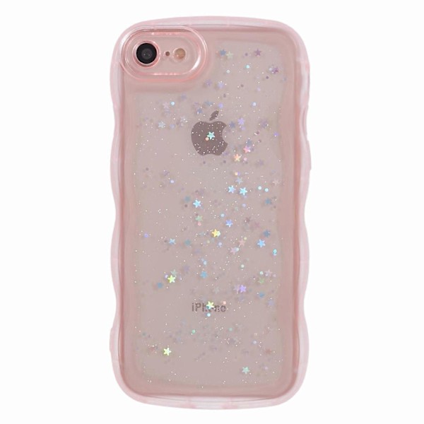 JTW-serien deksel til iPhone 7/8/SE (2020)/SE (2022) Glitterstjerner Bølgete Kant TPU-deksel Multicolor Style D