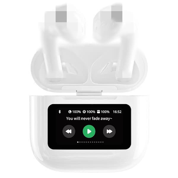 Trådlösa Bluetooth-hörlurar, brusreducerande Bluetooth-hörlurar, fullfärgsskärm in-ear-hörlurar, kompatibla med iPhone och Android. A9pro White