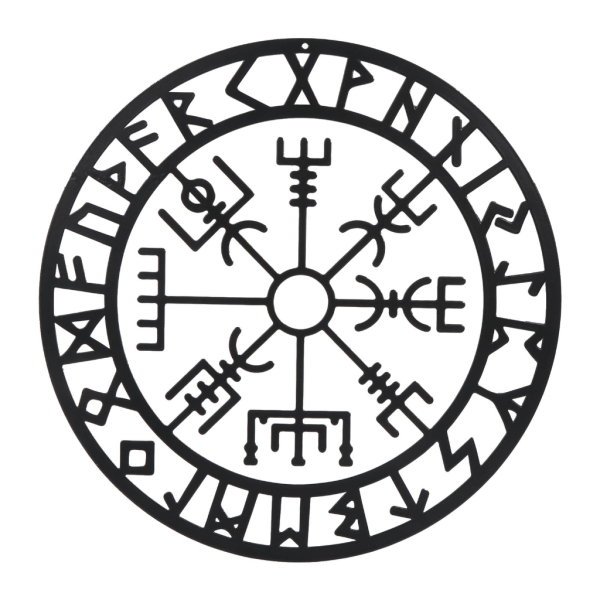 Metall Viking Väggdekor Nordisk Väggkonst Hollow Out Svart Odin Symbol Konstverk