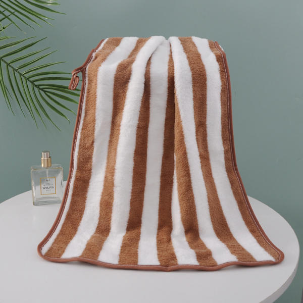 Randig strandhandduk, mjukt snabbtorkande badlakan (5 stycken) (grön + rosa + himmelsblå + brun + lila)