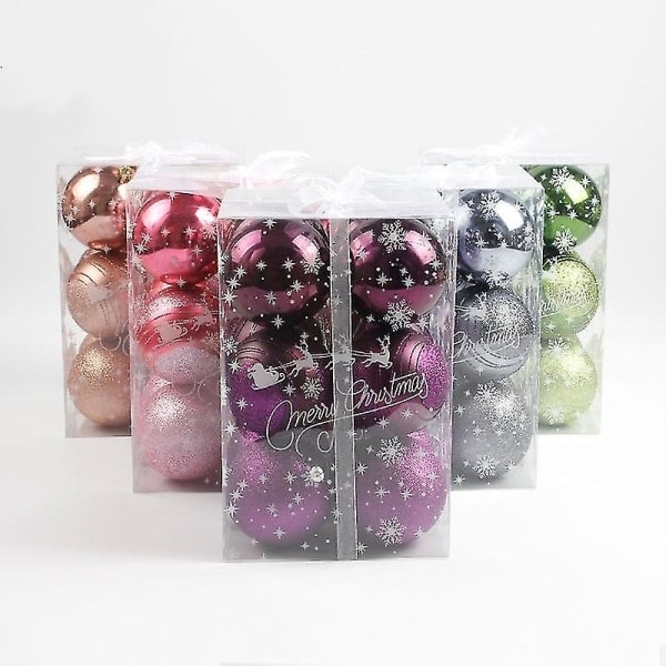 Julepyntkule Juleristpynt Juleristanheng Julegavepynt 12 stk PURPLE 8CM