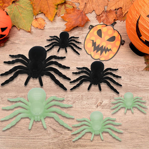 Simulerad Spindel Realistisk Livsliknande Icke-deformerbar Halloween Flockad Spindel Skräckscener Spökhus Dekorationer Fluorescent Green M