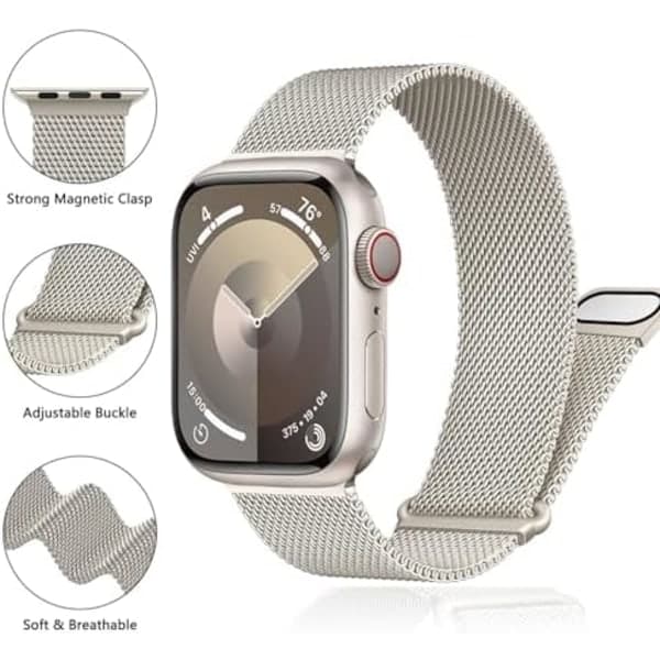 Armbånd til Apple Watch Band 38/40/41mm Kvinner Menn, Armbånd Mesh Metall Magnetisk Rustfritt Stål Loop Rem