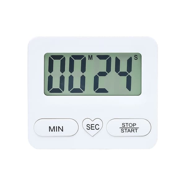 Køkken digital timer med stor skærm - multifunktionel med stopur og alarm hvid white