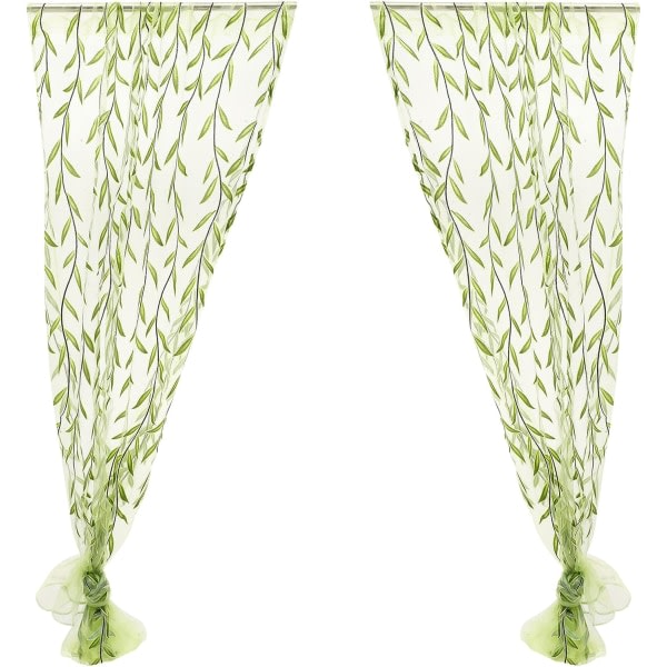 Galaxy Transparent Voile Dekorativt Gardin for Soverom Stue Blomster Trykk 100 x 270 cm (Grønn)