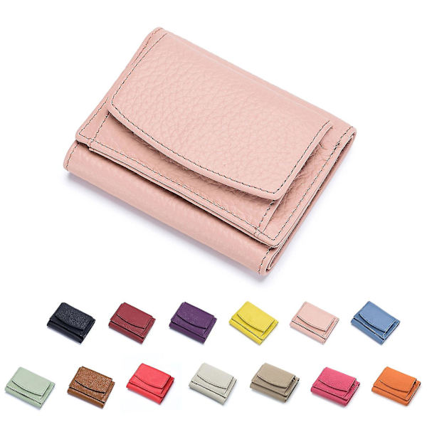 Premium Plånböcker för Kvinnor Liten Trifold Kreditkortshållare med Lädervikbar Myntficka Pink