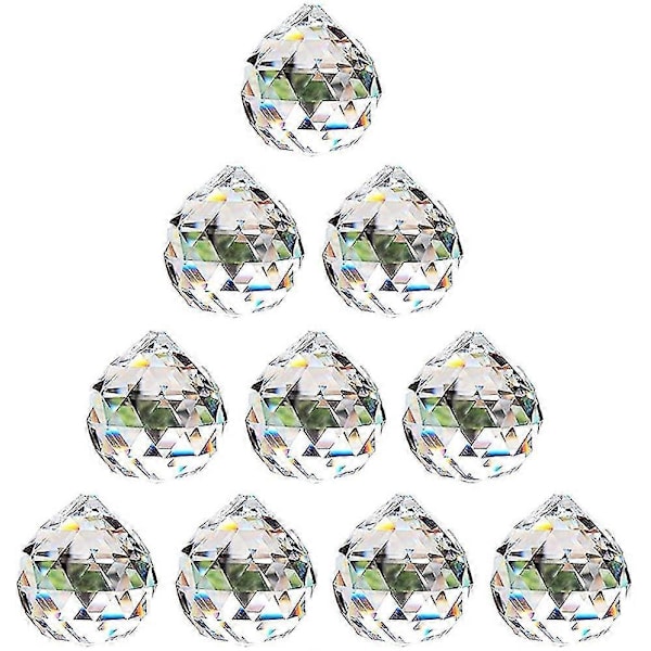 20mm Klar Kristallkula Prisma - 20 Stycken Hängande Hänge Solfångare För Tak 30mm
