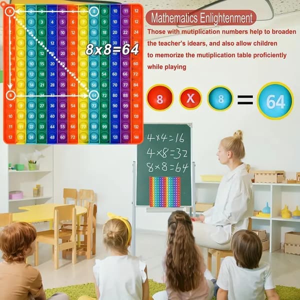 12x12 Multiplikation Bubble Fidget Legetøj til Børn - Pædagogisk Måtte Pop Legetøj