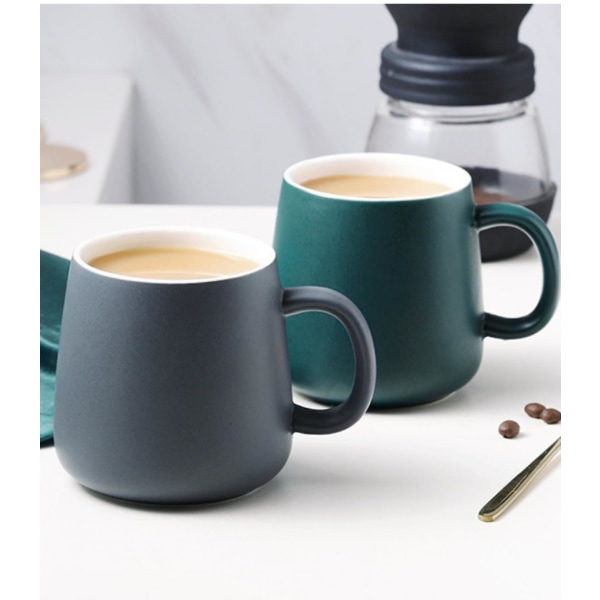 Blank keramisk kaffekrus, Mark Cup til kontoret og hjemmet, 13 oz, te-kaffekop velegnet til opvaskemaskine og mikroovn, 1 pakke (grøn)