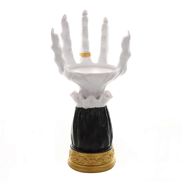 Halloween Dekoration Resin 3D Häxhand Ljushållare Skräck Gotisk Hem Skrivbordbricka för Halloween Tema Dekor